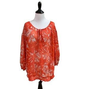 Lane Bryant Women's Size 14/16 Blouse Top Semi Sheer 3/4 Sleeves Lightweight